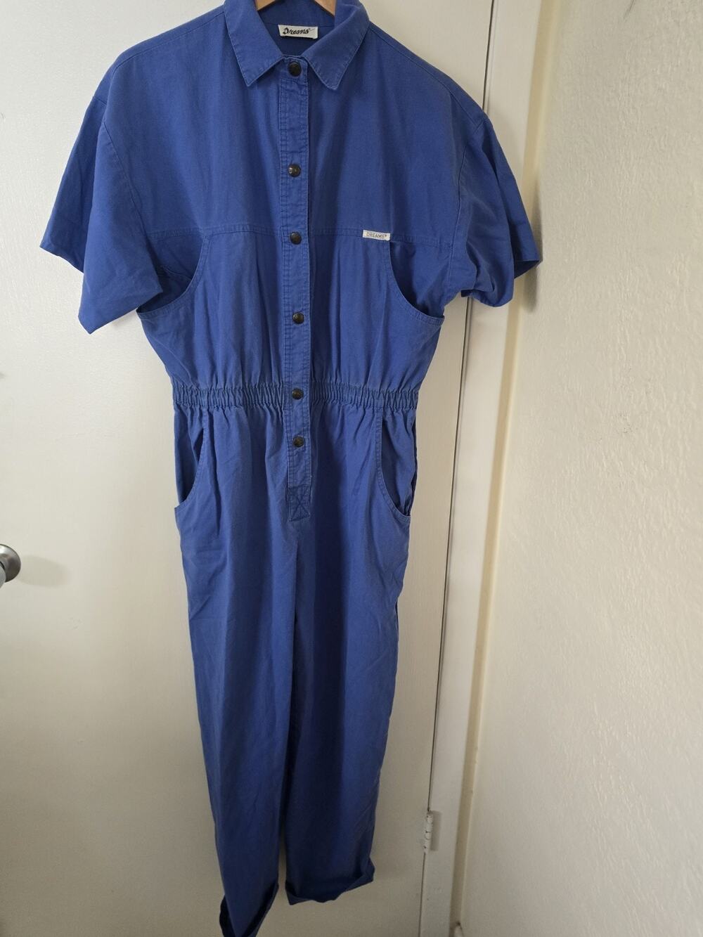 Vintage 80s Dreams BLUE UTILITY Jumpsuit 100% Cotton COVERALL Costa Rica M/L